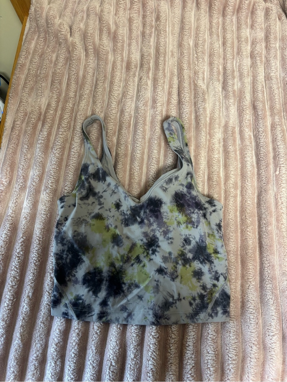 lululemon athletica Tie-Dye V-Neck Cropped Tank Top - Green/Black/Grey